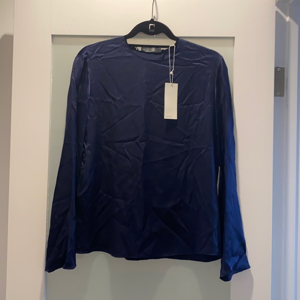 Vince Navy Silk Blouse